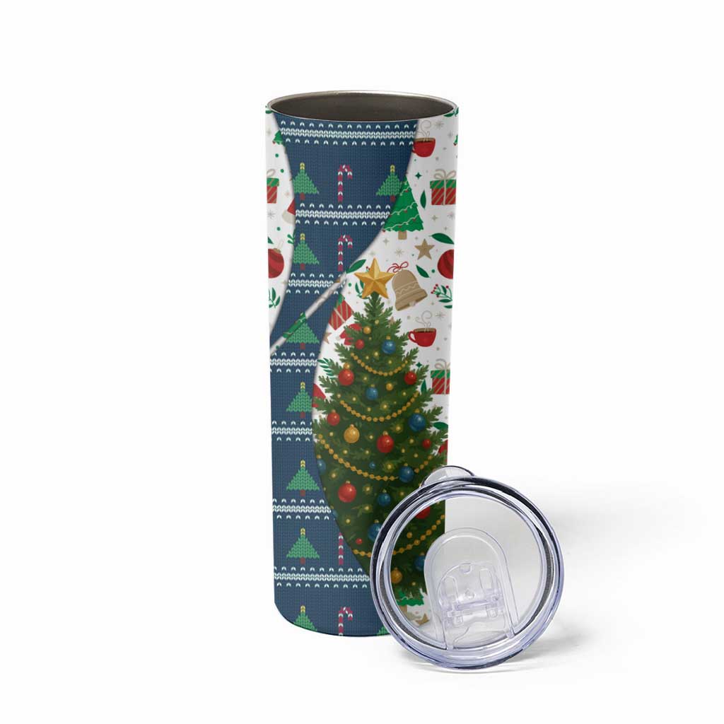 Nicaragua Christmas Skinny Tumbler with Santa Cooking Gallina Rellena Tree Flag and Festive Icons Design - Wonder Print Shop