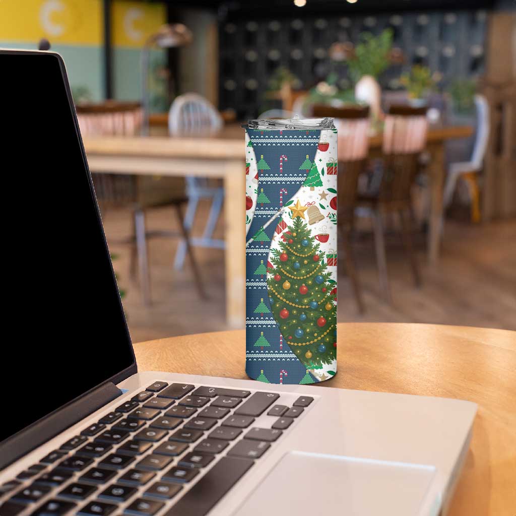 Nicaragua Christmas Skinny Tumbler with Santa Cooking Gallina Rellena Tree Flag and Festive Icons Design - Wonder Print Shop