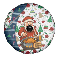 Nicaragua Christmas Spare Tire Cover with Santa Cooking Gallina Rellena Tree Flag and Festive Icons Design - Wonder Print Shop