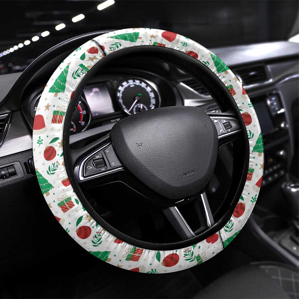 Nicaragua Christmas Steering Wheel Cover with Santa Cooking Gallina Rellena Tree Flag and Festive Icons Design - Wonder Print Shop