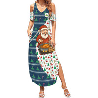 Nicaragua Christmas Summer Maxi Dress with Santa Cooking Gallina Rellena Tree Flag and Festive Icons Design - Wonder Print Shop