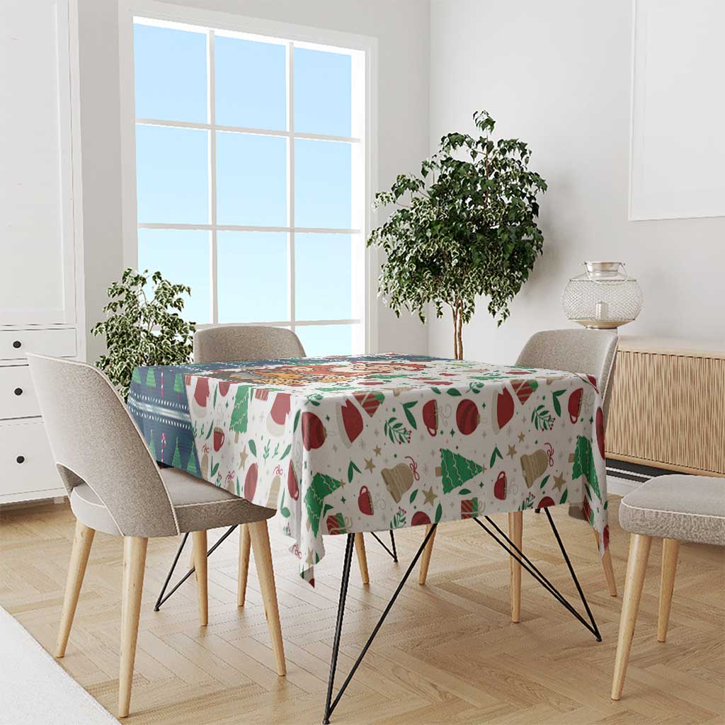 Nicaragua Christmas Tablecloth with Santa Cooking Gallina Rellena Tree Flag and Festive Icons Design - Wonder Print Shop