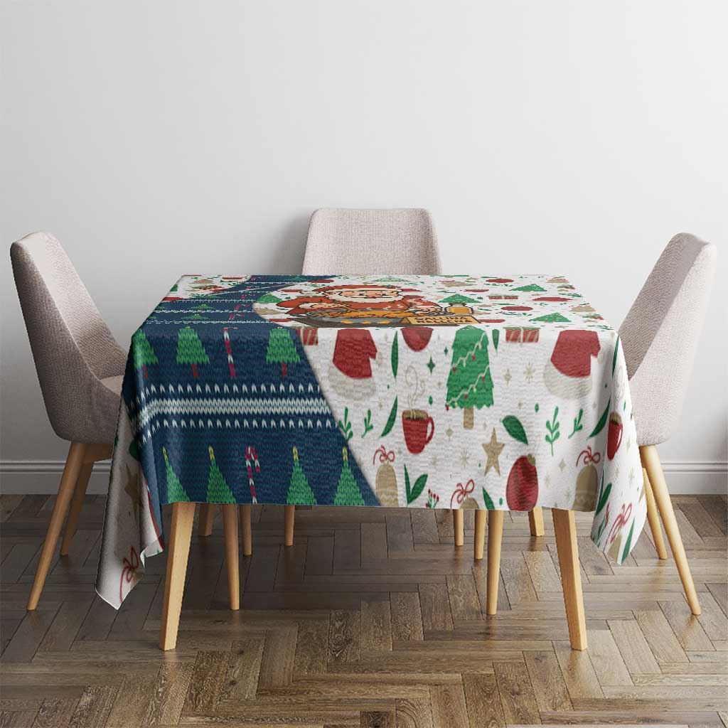 Nicaragua Christmas Tablecloth with Santa Cooking Gallina Rellena Tree Flag and Festive Icons Design - Wonder Print Shop