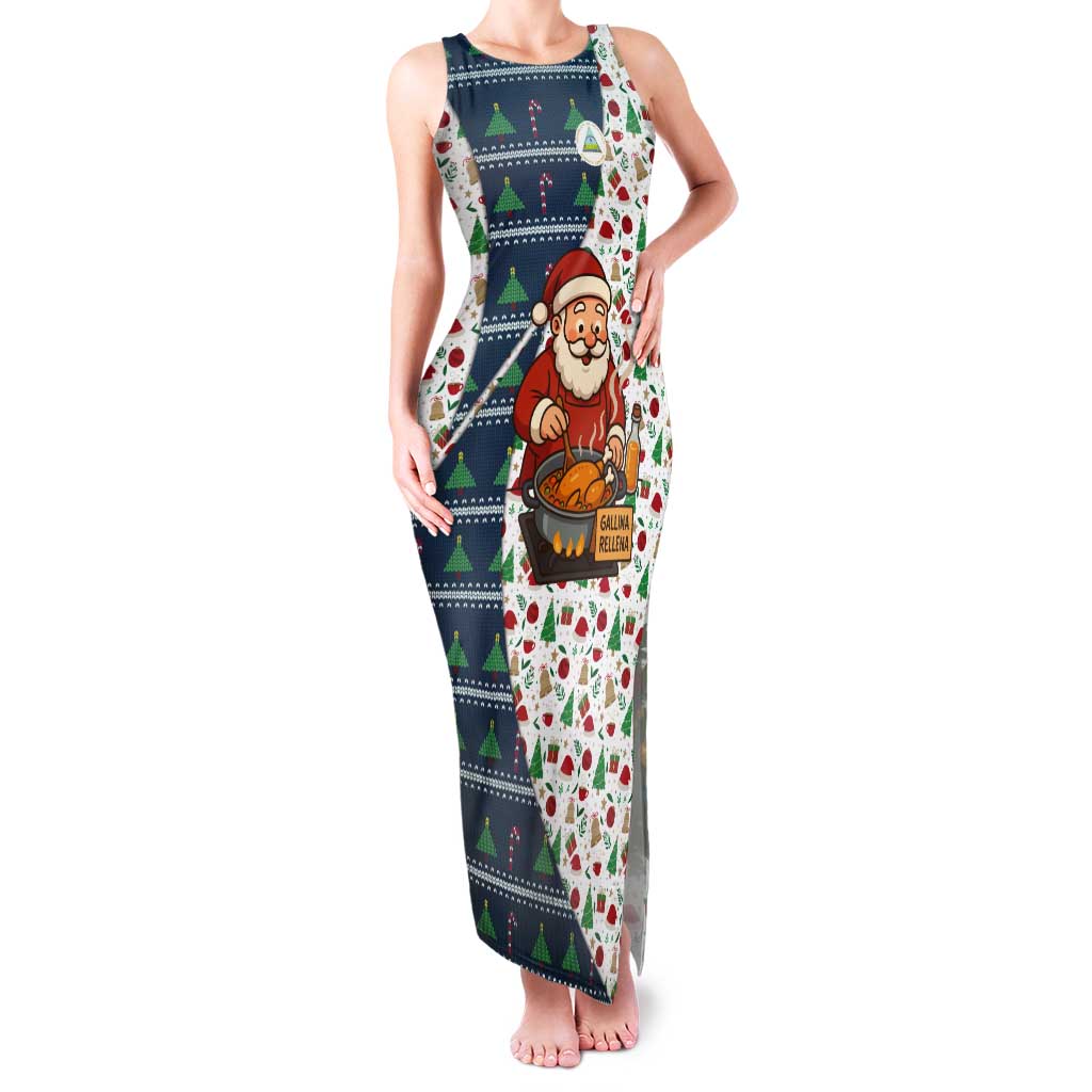 Nicaragua Christmas Tank Maxi Dress with Santa Cooking Gallina Rellena Tree Flag and Festive Icons Design - Wonder Print Shop
