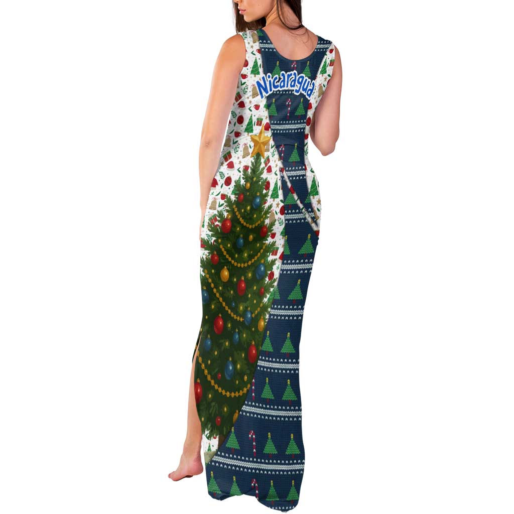 Nicaragua Christmas Tank Maxi Dress with Santa Cooking Gallina Rellena Tree Flag and Festive Icons Design - Wonder Print Shop
