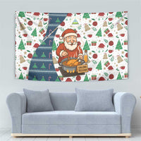 Nicaragua Christmas Tapestry with Santa Cooking Gallina Rellena Tree Flag and Festive Icons Design - Wonder Print Shop