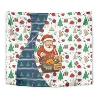 Nicaragua Christmas Tapestry with Santa Cooking Gallina Rellena Tree Flag and Festive Icons Design - Wonder Print Shop