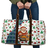 Nicaragua Christmas Travel Bag with Santa Cooking Gallina Rellena Tree Flag and Festive Icons Design - Wonder Print Shop