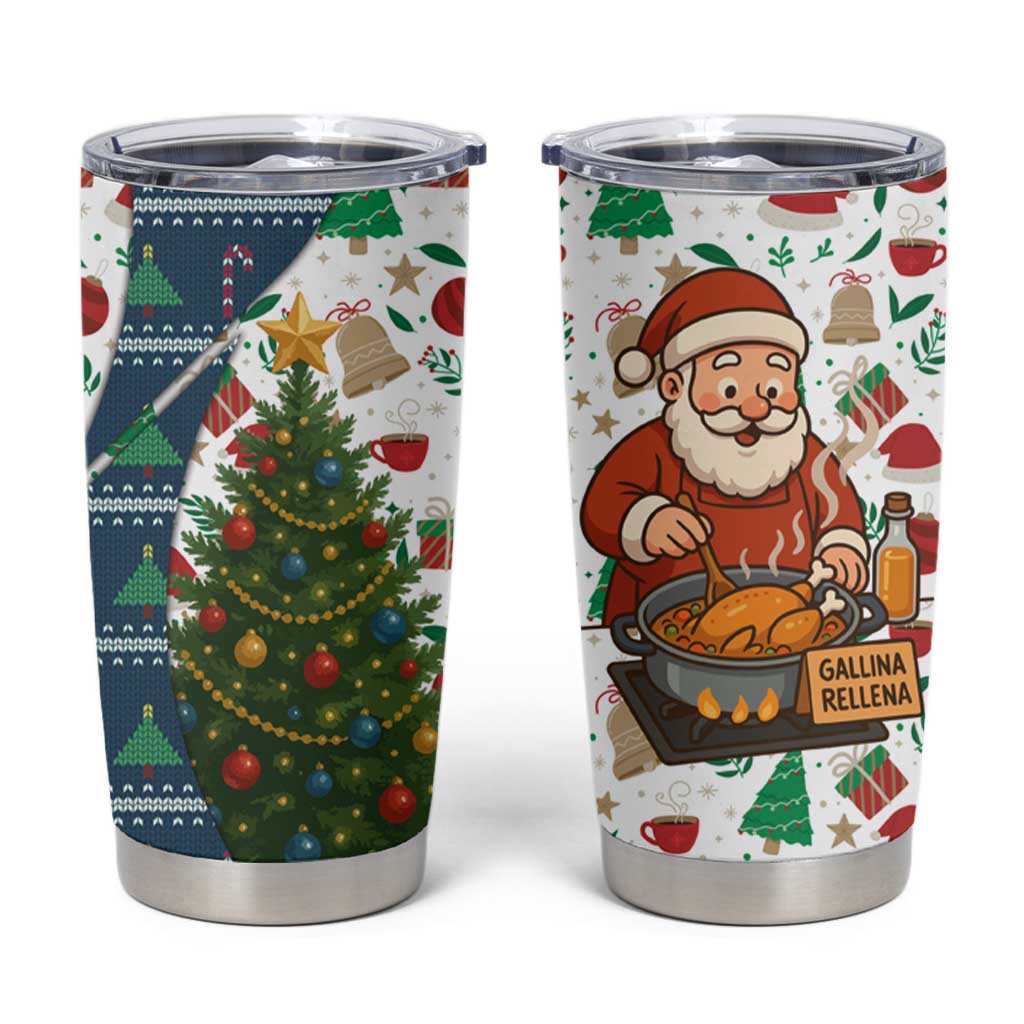 Nicaragua Christmas Tumbler Cup with Santa Cooking Gallina Rellena Tree Flag and Festive Icons Design - Wonder Print Shop
