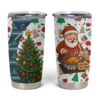 Nicaragua Christmas Tumbler Cup with Santa Cooking Gallina Rellena Tree Flag and Festive Icons Design - Wonder Print Shop