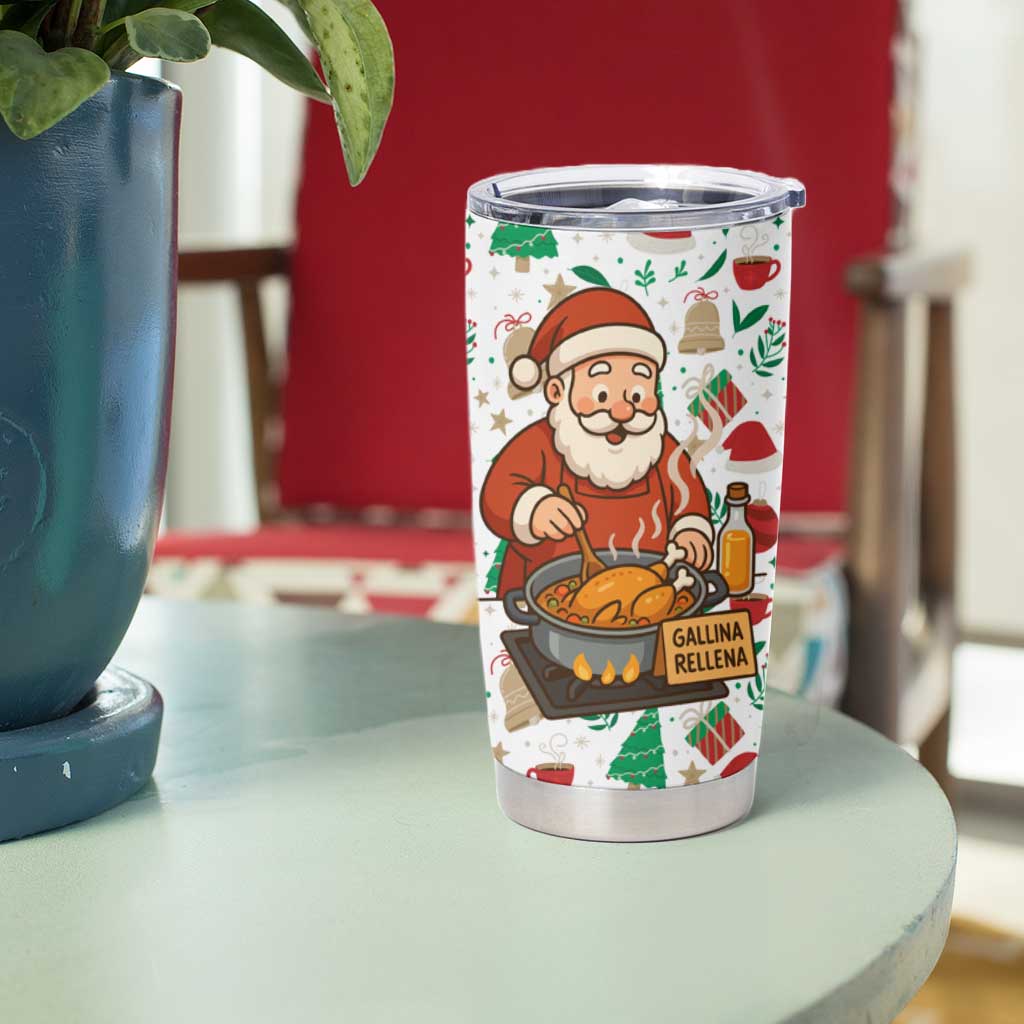 Nicaragua Christmas Tumbler Cup with Santa Cooking Gallina Rellena Tree Flag and Festive Icons Design - Wonder Print Shop