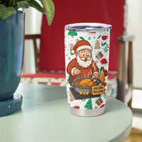 Nicaragua Christmas Tumbler Cup with Santa Cooking Gallina Rellena Tree Flag and Festive Icons Design - Wonder Print Shop