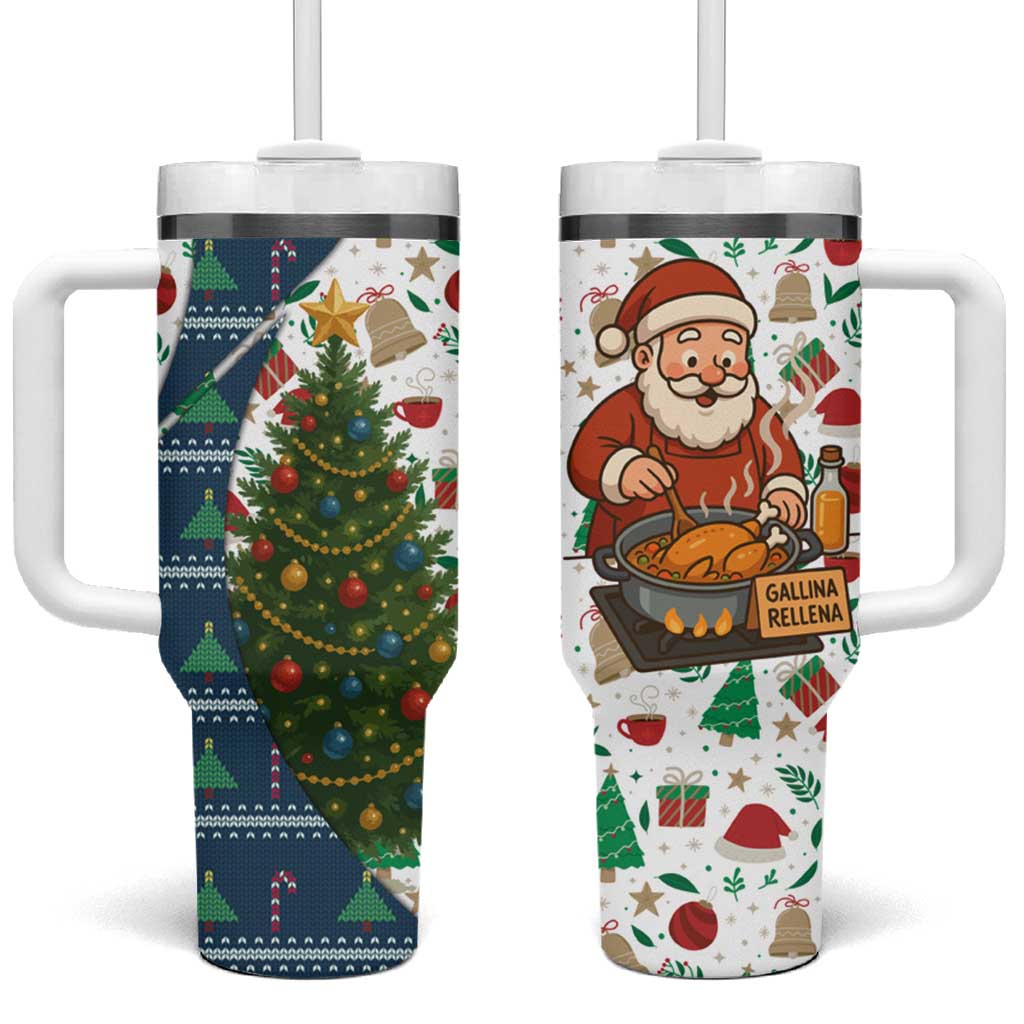 Nicaragua Christmas Tumbler With Handle with Santa Cooking Gallina Rellena Tree Flag and Festive Icons Design - Wonder Print Shop