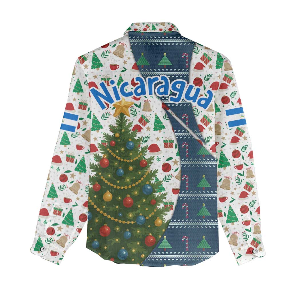 Nicaragua Christmas Women Casual Shirt with Santa Cooking Gallina Rellena Tree Flag and Festive Icons Design - Wonder Print Shop