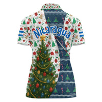 Nicaragua Christmas Women Polo Shirt with Santa Cooking Gallina Rellena Tree Flag and Festive Icons Design - Wonder Print Shop
