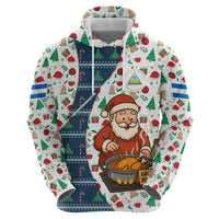 Nicaragua Christmas Zip Hoodie with Santa Cooking Gallina Rellena Tree Flag and Festive Icons Design - Wonder Print Shop