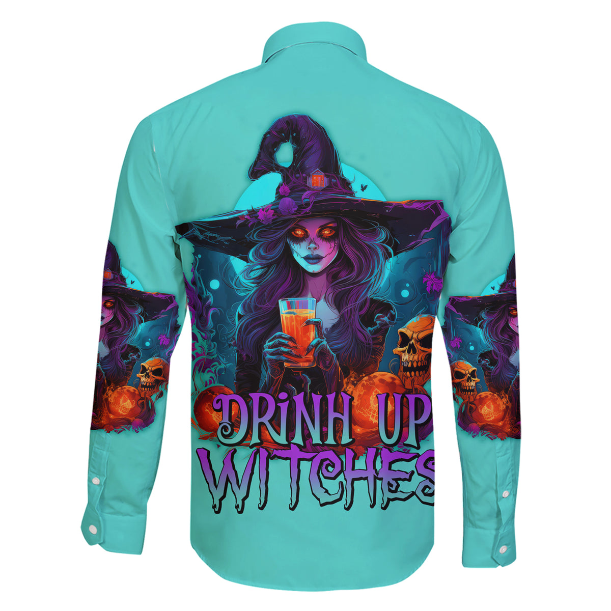 Drink Up Witches Halloween Family Matching Short Sleeve Bodycon Dress and Hawaiian Shirt - Wonder Print Shop