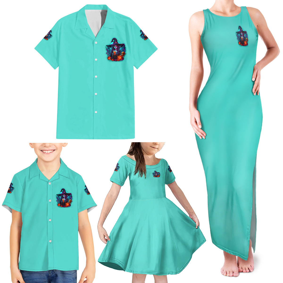 Drink Up Witches Halloween Family Matching Tank Maxi Dress and Hawaiian Shirt - Wonder Print Shop