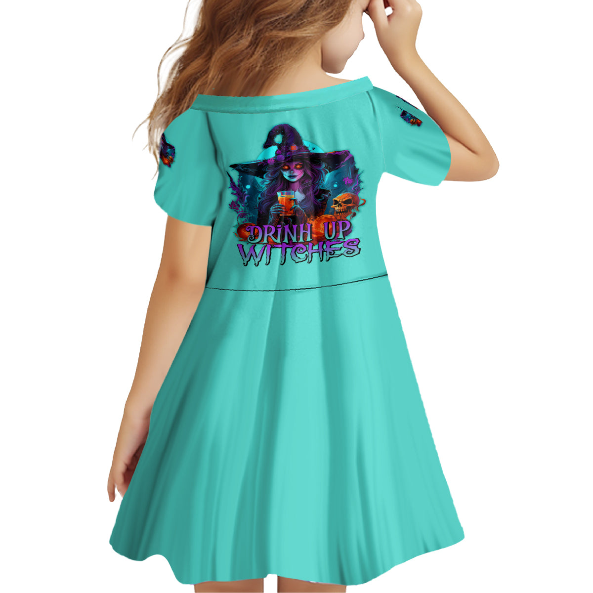 Drink Up Witches Halloween Kid Short Sleeve Dress - Wonder Print Shop