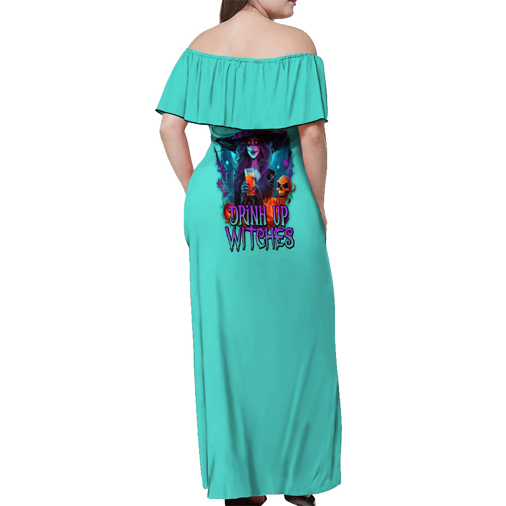 Drink Up Witches Halloween Off Shoulder Maxi Dress - Wonder Print Shop