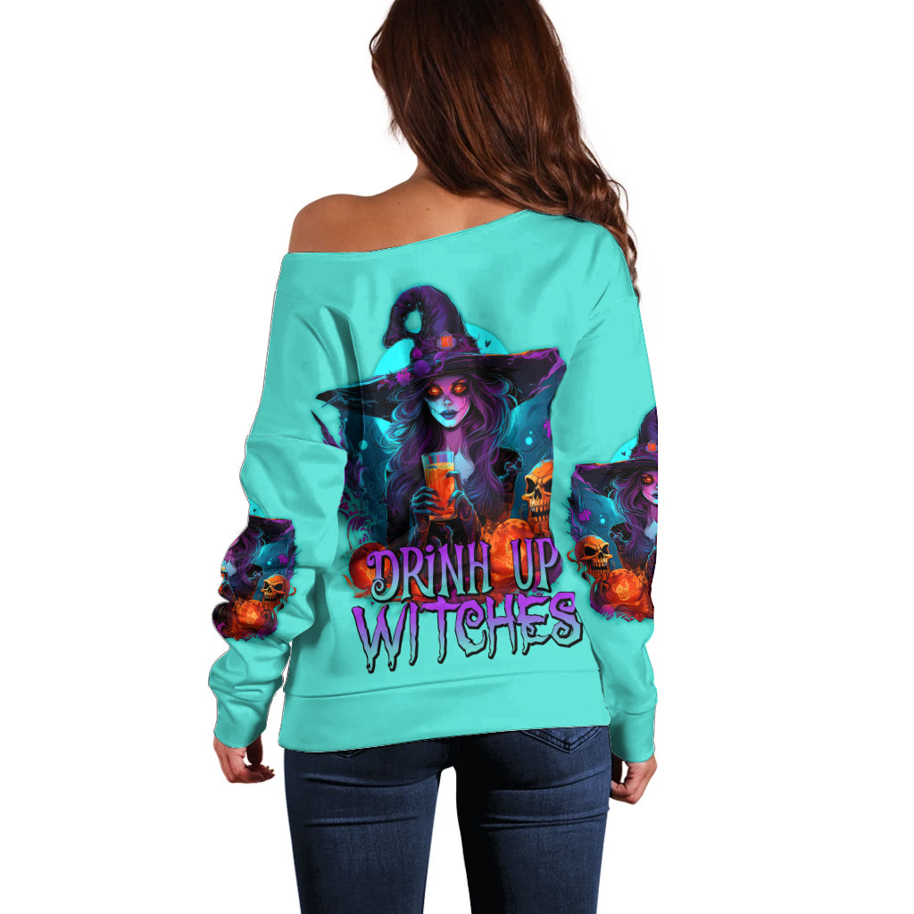 Drink Up Witches Halloween Off Shoulder Sweater - Wonder Print Shop