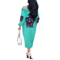 Drink Up Witches Halloween Off The Shoulder Long Sleeve Dress - Wonder Print Shop