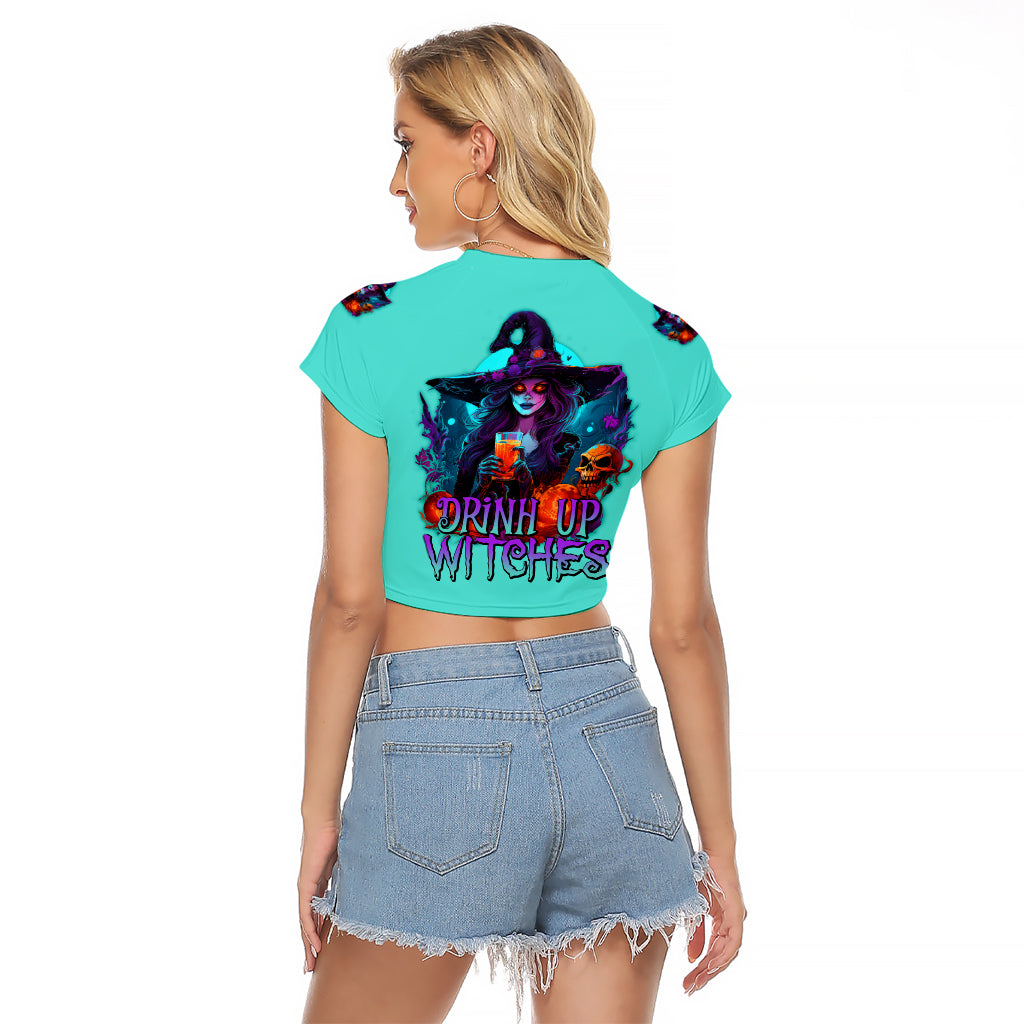 Drink Up Witches Halloween Raglan Cropped T Shirt - Wonder Print Shop
