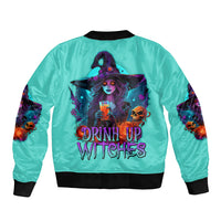 Drink Up Witches Halloween Sleeve Zip Bomber Jacket - Wonder Print Shop