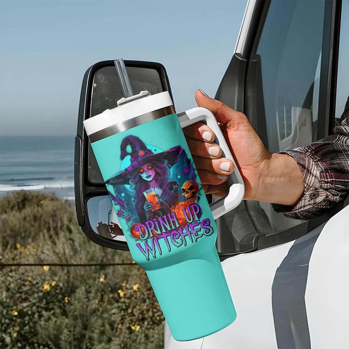Drink Up Witches Halloween Tumbler With Handle - Wonder Print Shop