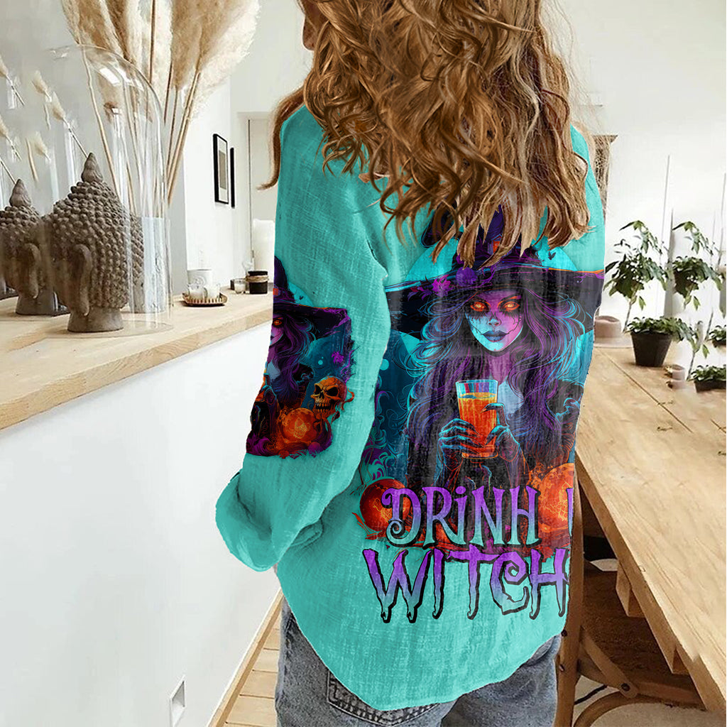 Drink Up Witches Halloween Women Casual Shirt - Wonder Print Shop