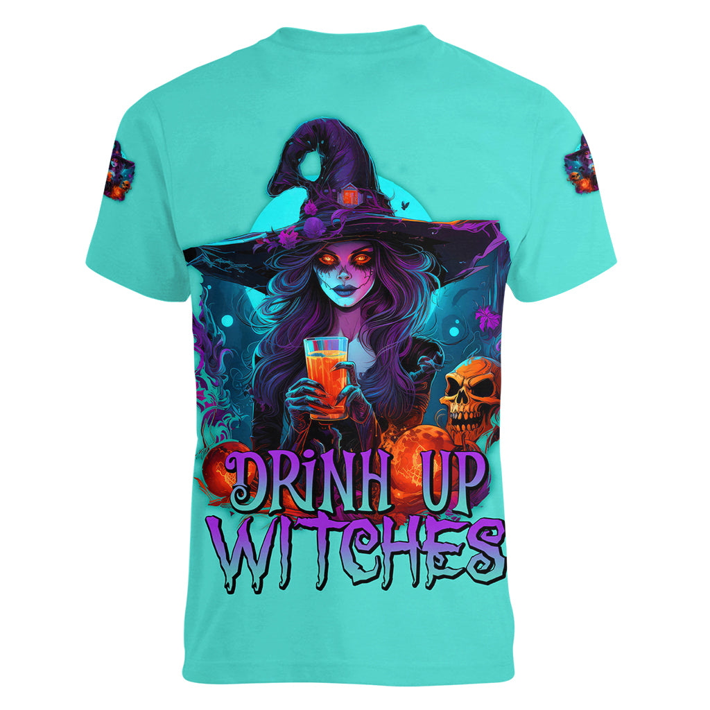 Drink Up Witches Halloween Women V Neck T Shirt - Wonder Print Shop