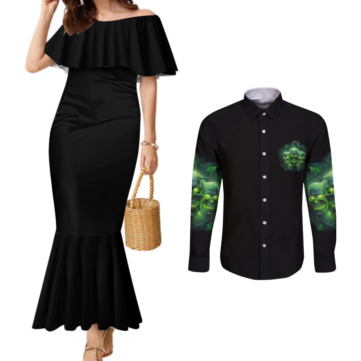 one-day-im-gonna-just-say-couples-matching-mermaid-dress-and-long-sleeve-button-shirt