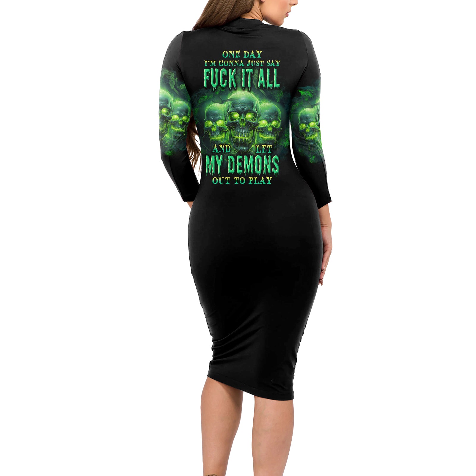 One Day I'm Gonna Just Say Long Sleeve Bodycon Dress - Wonder Print Shop