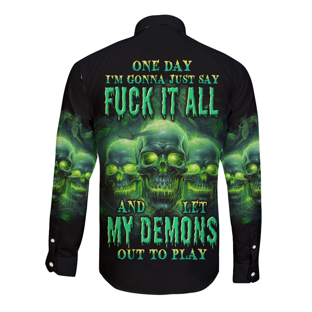 One Day I'm Gonna Just Say Long Sleeve Button Shirt - Wonder Print Shop