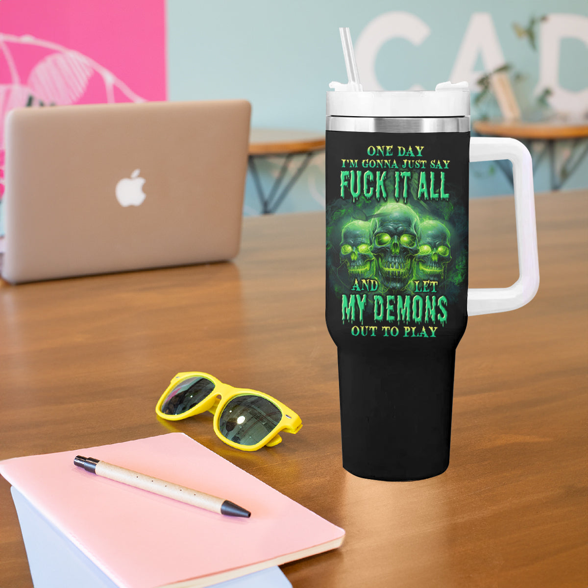 One Day I'm Gonna Just Say Tumbler With Handle - Wonder Print Shop
