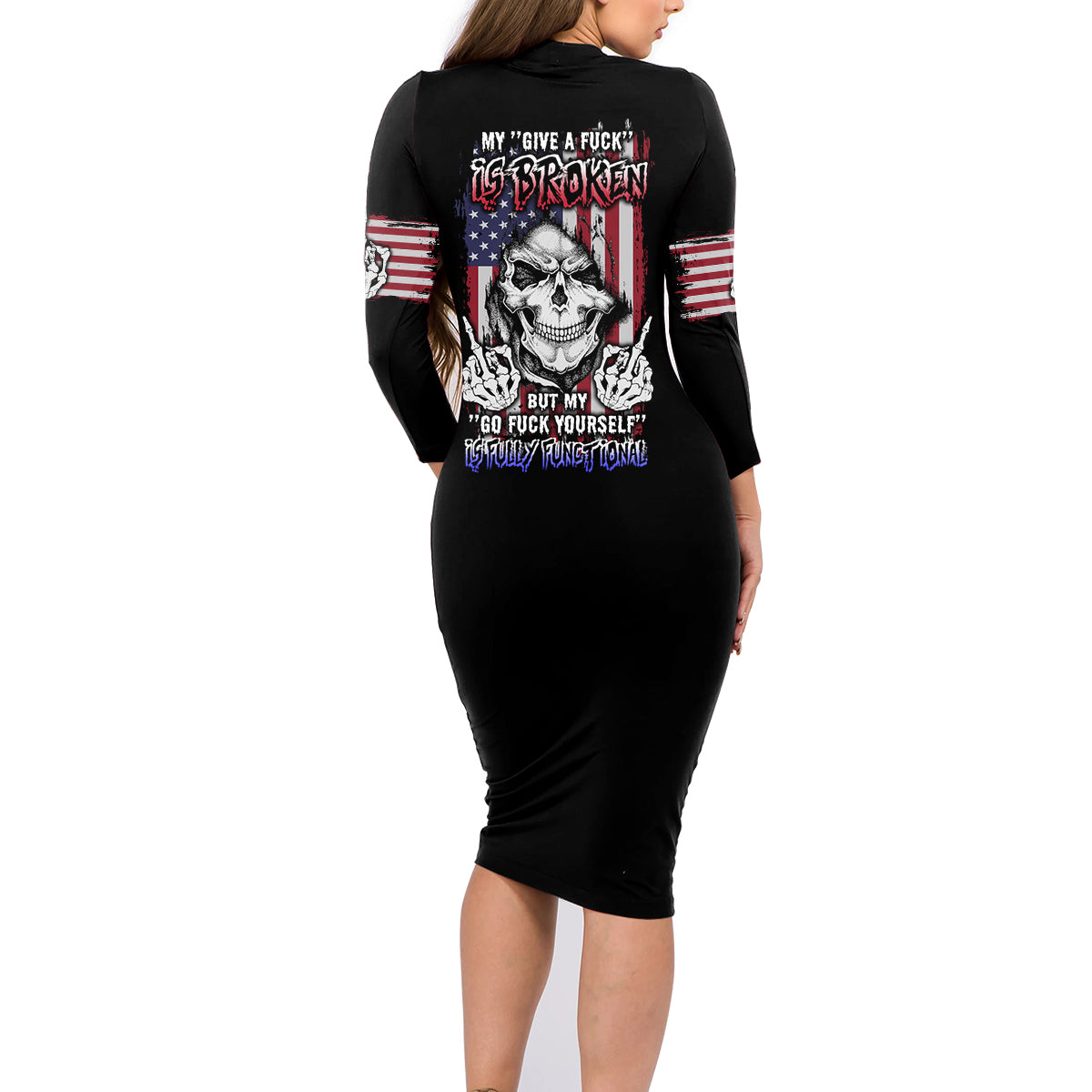 My Give A F Reaper Flag Family Matching Long Sleeve Bodycon Dress and Hawaiian Shirt - Wonder Print Shop