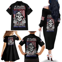 My Give A F Reaper Flag Family Matching Off Shoulder Long Sleeve Dress and Hawaiian Shirt - Wonder Print Shop