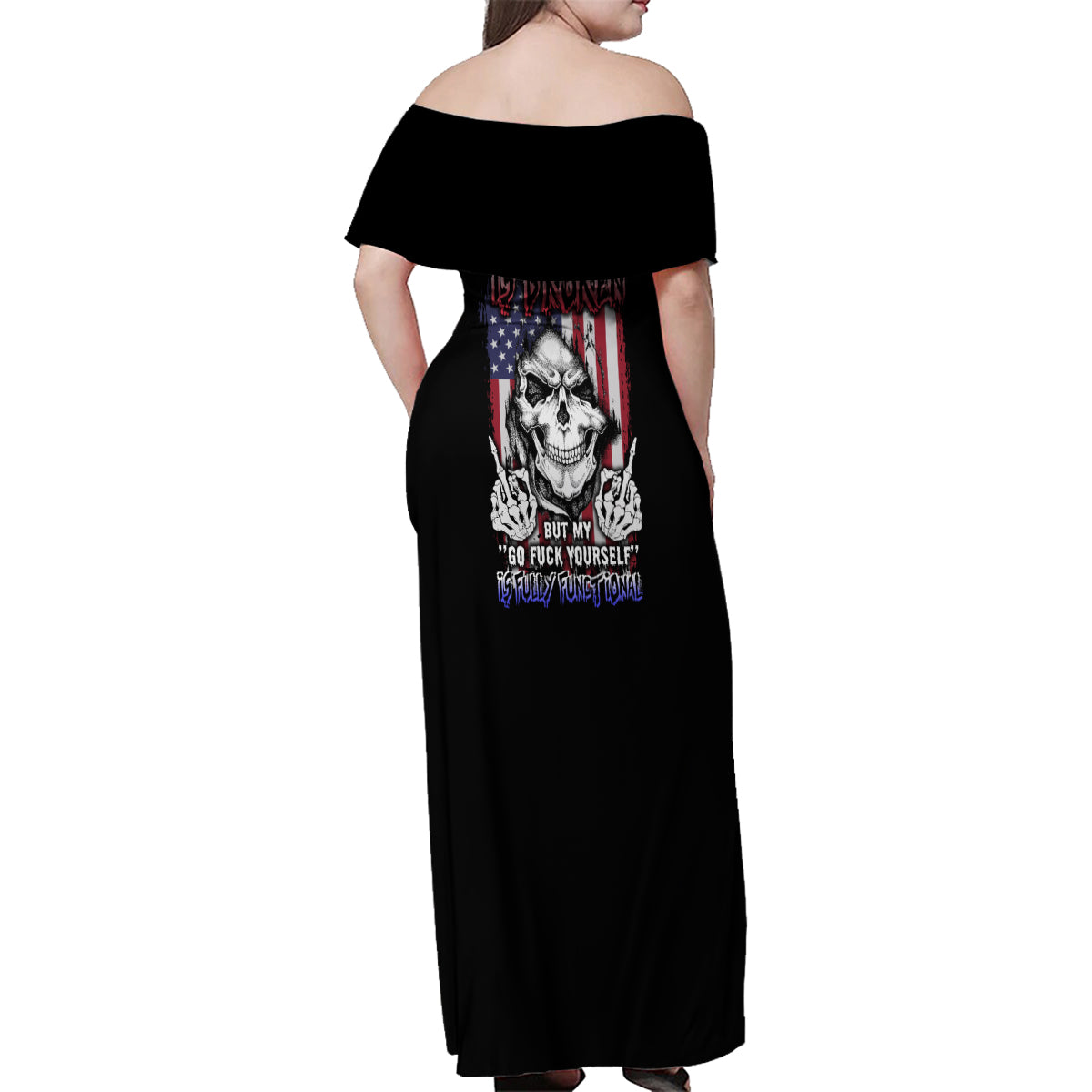 My Give A F Reaper Flag Family Matching Off Shoulder Maxi Dress and Hawaiian Shirt - Wonder Print Shop