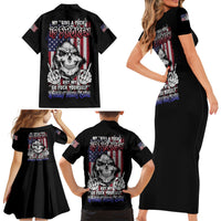 My Give A F Reaper Flag Family Matching Short Sleeve Bodycon Dress and Hawaiian Shirt - Wonder Print Shop