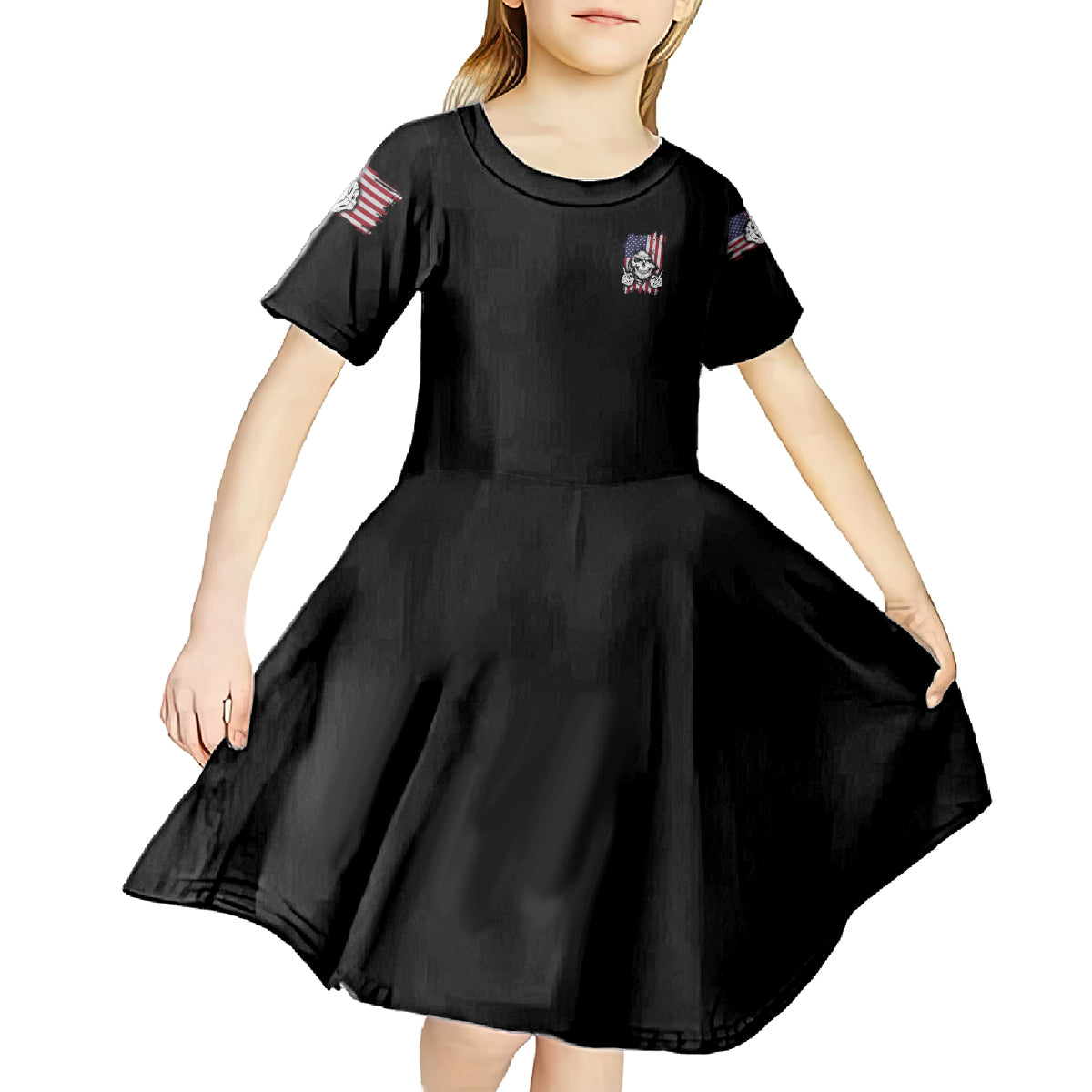 My Give A F Reaper Flag Kid Short Sleeve Dress - Wonder Print Shop