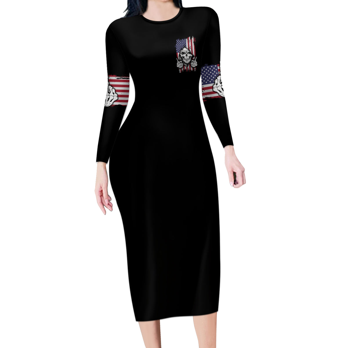 My Give A F Reaper Flag Long Sleeve Bodycon Dress - Wonder Print Shop