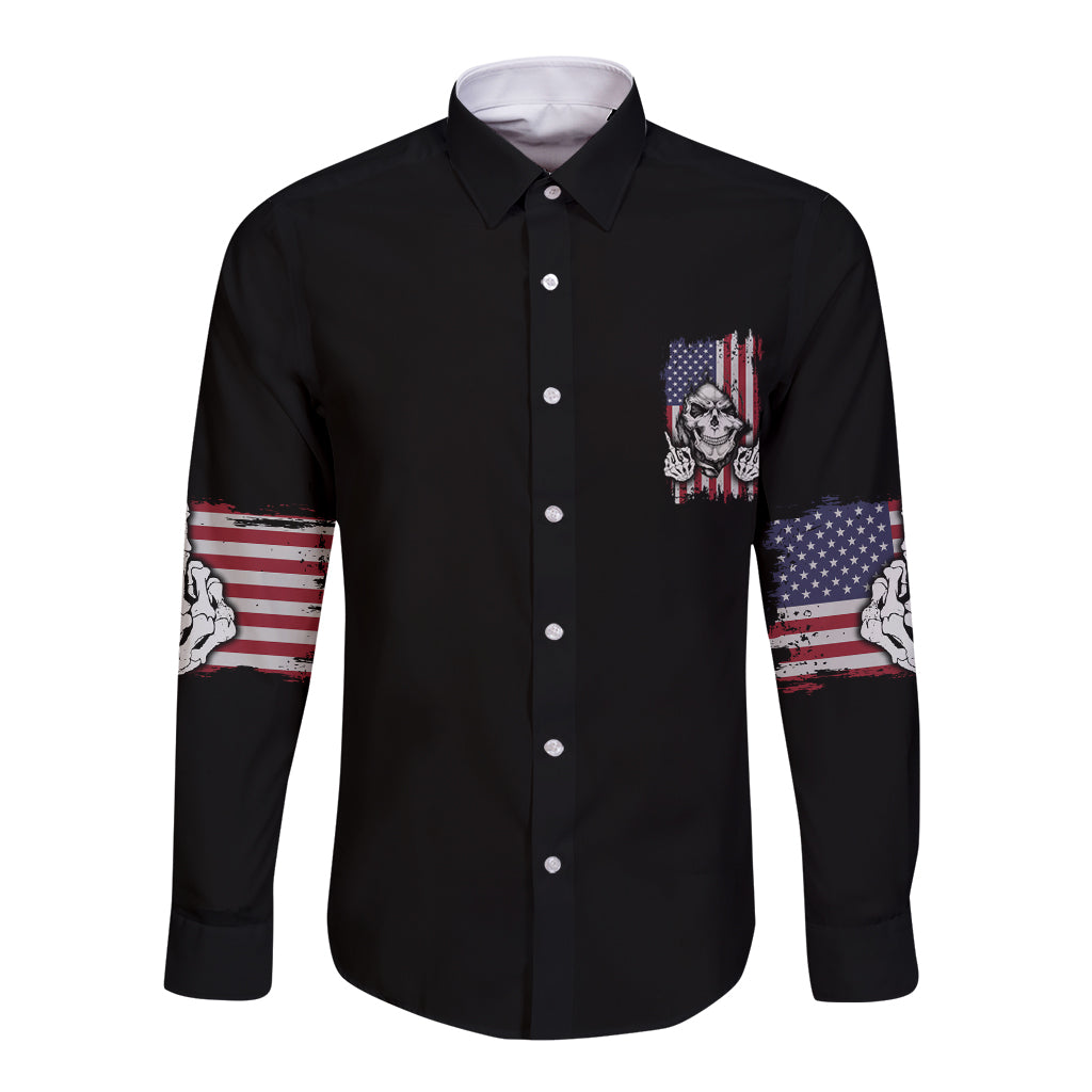 My Give A F Reaper Flag Long Sleeve Button Shirt - Wonder Print Shop