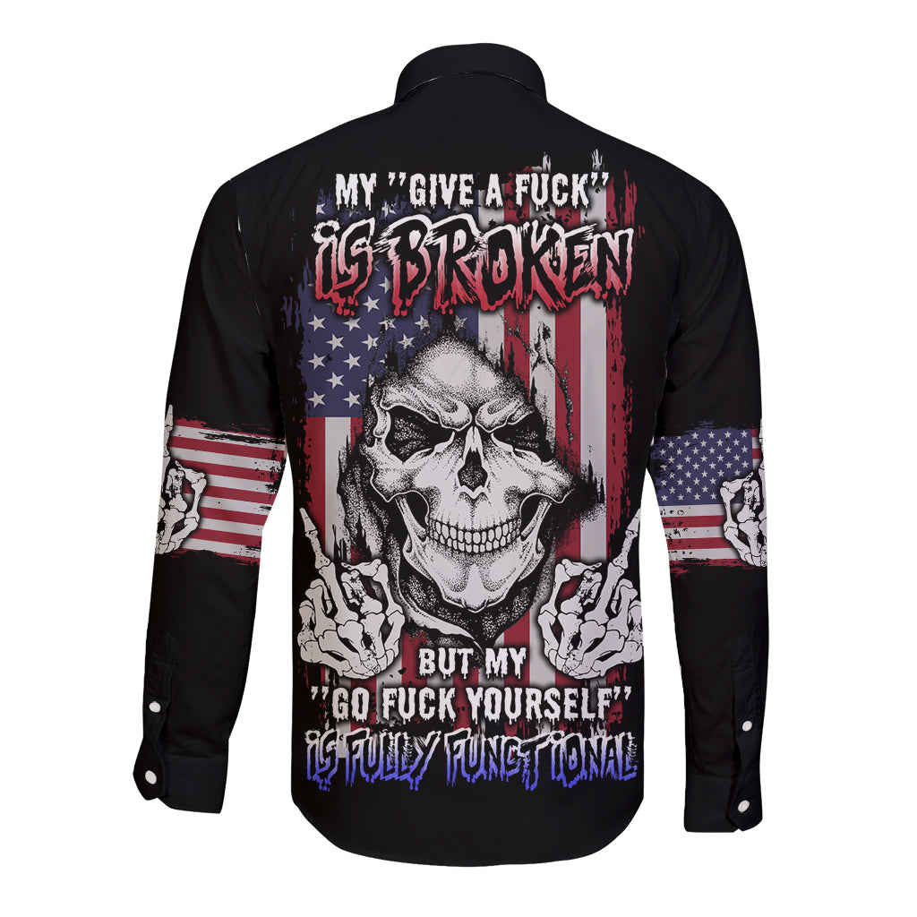 My Give A F Reaper Flag Long Sleeve Button Shirt - Wonder Print Shop
