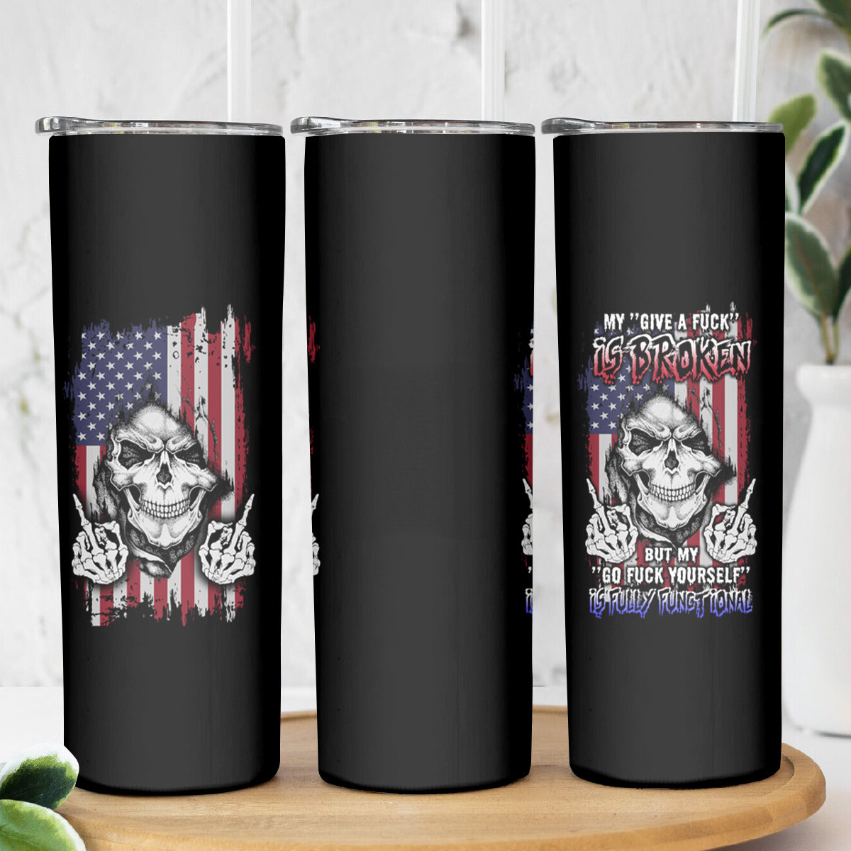 My Give A F Reaper Flag Skinny Tumbler - Wonder Print Shop