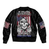 My Give A F Reaper Flag Sleeve Zip Bomber Jacket - Wonder Print Shop