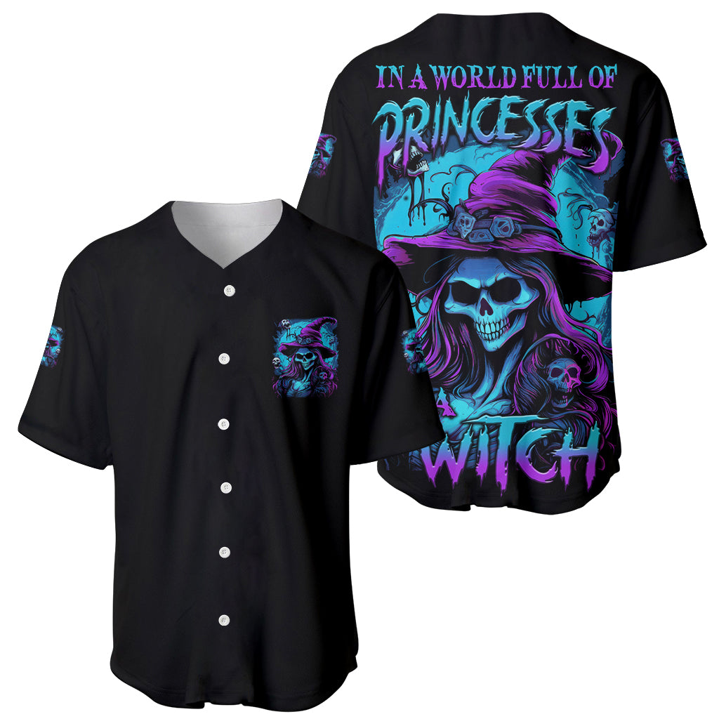 In A World Full Of Princesses Be A Witch Halloween Baseball Jersey - Wonder Print Shop