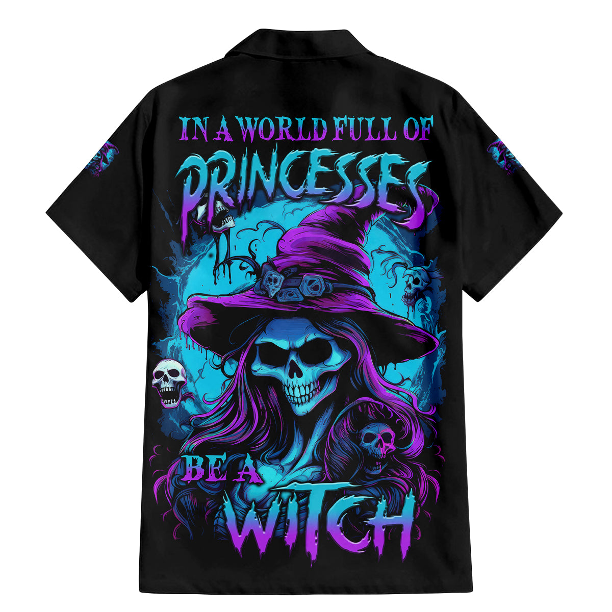 In A World Full Of Princesses Be A Witch Halloween Family Matching Mermaid Dress and Hawaiian Shirt - Wonder Print Shop