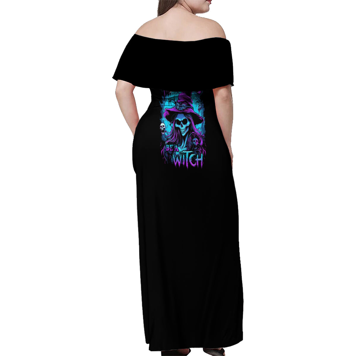 In A World Full Of Princesses Be A Witch Halloween Family Matching Off Shoulder Maxi Dress and Hawaiian Shirt - Wonder Print Shop