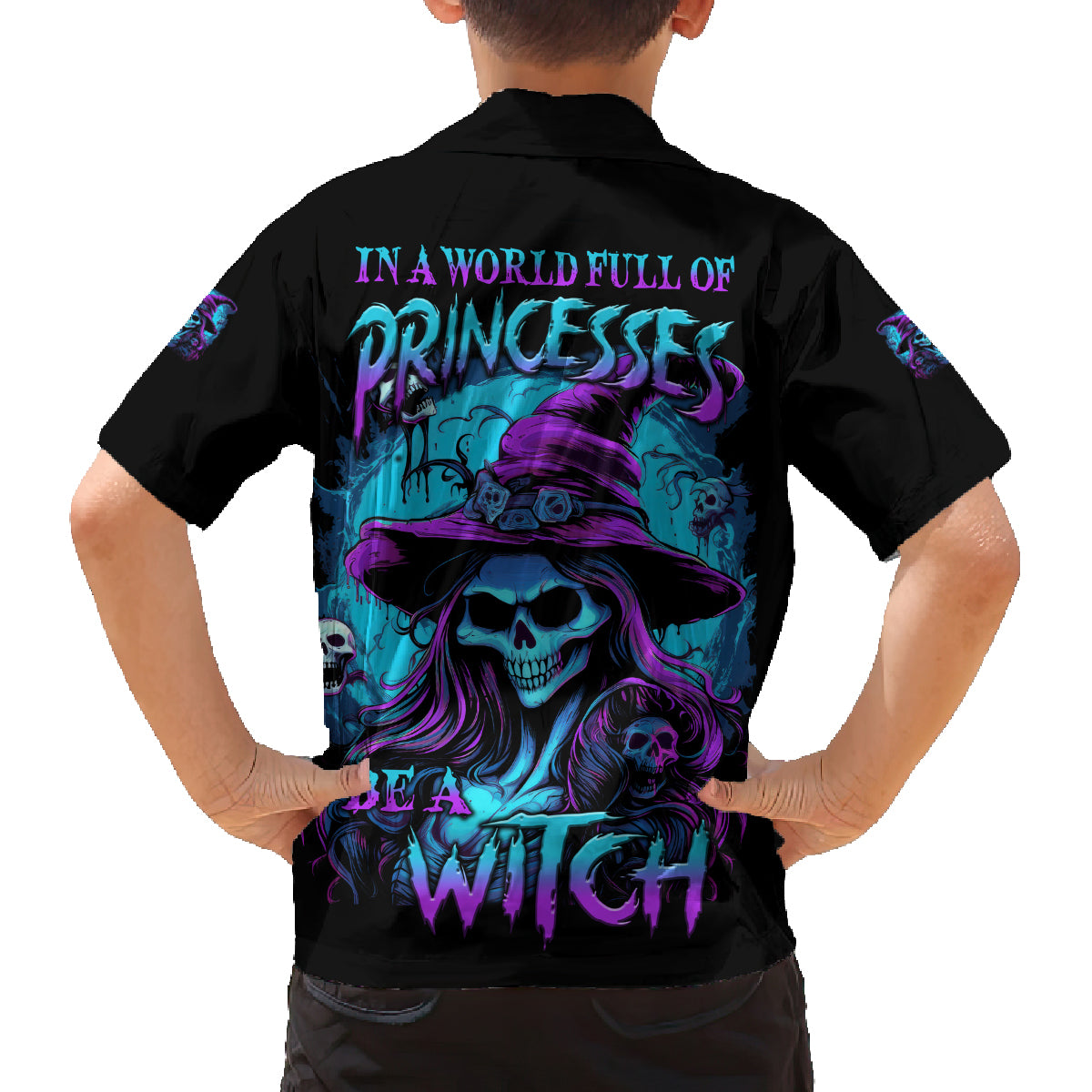 In A World Full Of Princesses Be A Witch Halloween Family Matching Summer Maxi Dress and Hawaiian Shirt - Wonder Print Shop