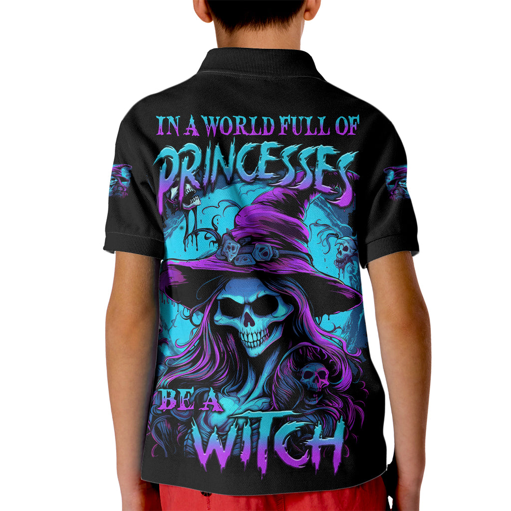 In A World Full Of Princesses Be A Witch Halloween Kid Polo Shirt - Wonder Print Shop